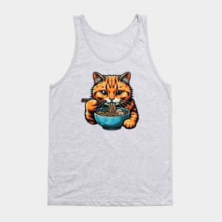 Ginger Cat Eating Ramen Tank Top